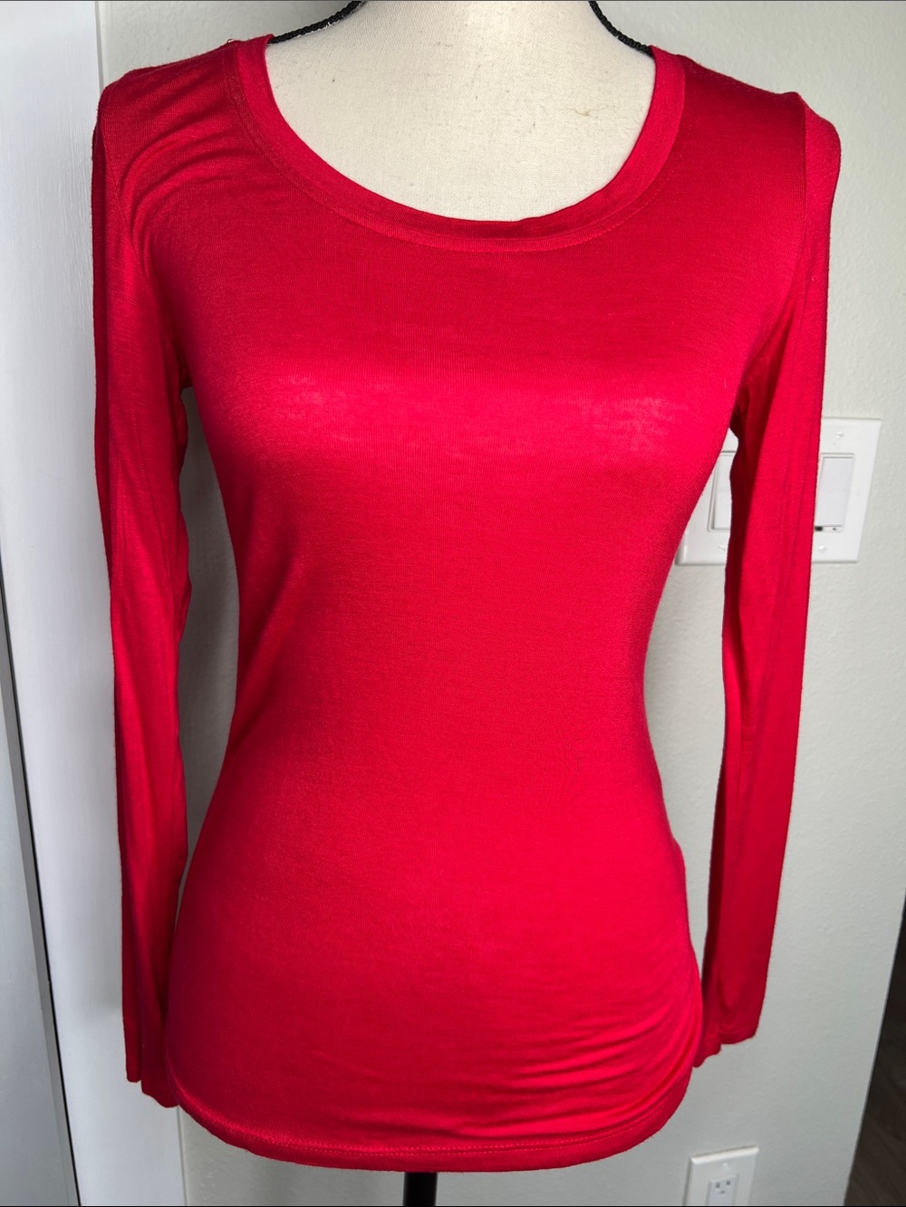 Glitz Bright Red Long Sleeve Scoop Neck Tee